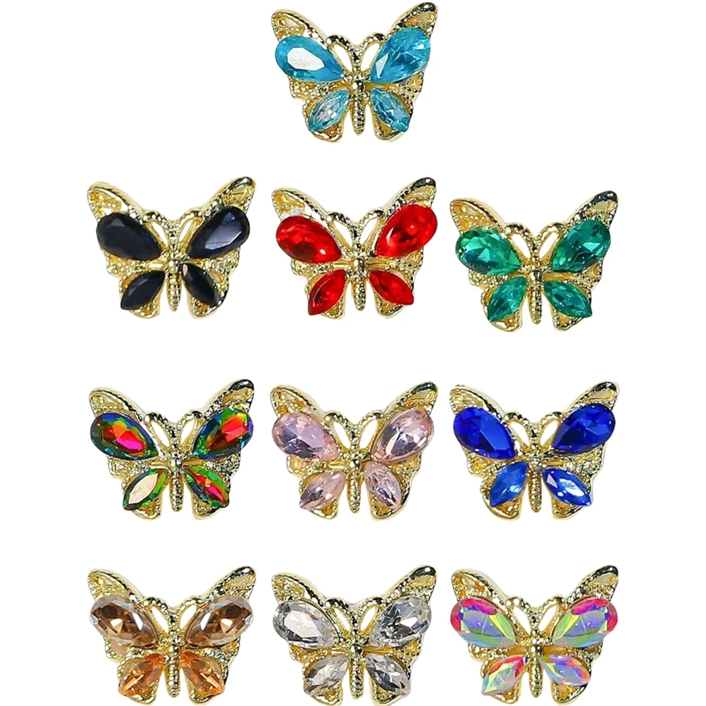 

10Pcs Crystal Butterfly Zircon Nail Art Decorations 3D Rhinestones Manicure Diy Charms Elegant Accessories