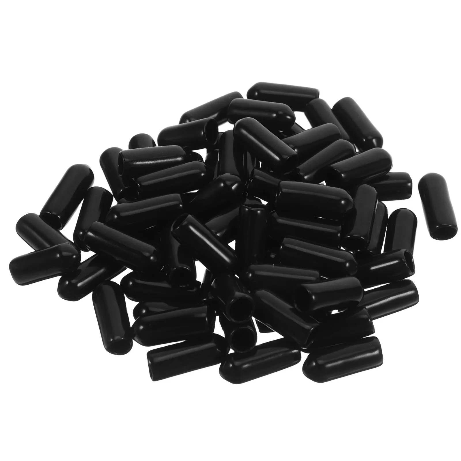 100Pcs Black PVC Thread Protector Caps 5Mm Flexible End Covers for Bolts Screws Pipes Furniture Electrical Insulation Protection