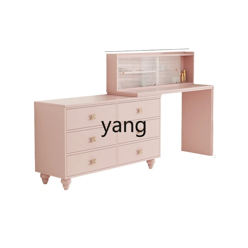 LXL Cherry Pink Dresser Chest of Drawers Integrated Makeup Table Dopamine Storage Cabinet