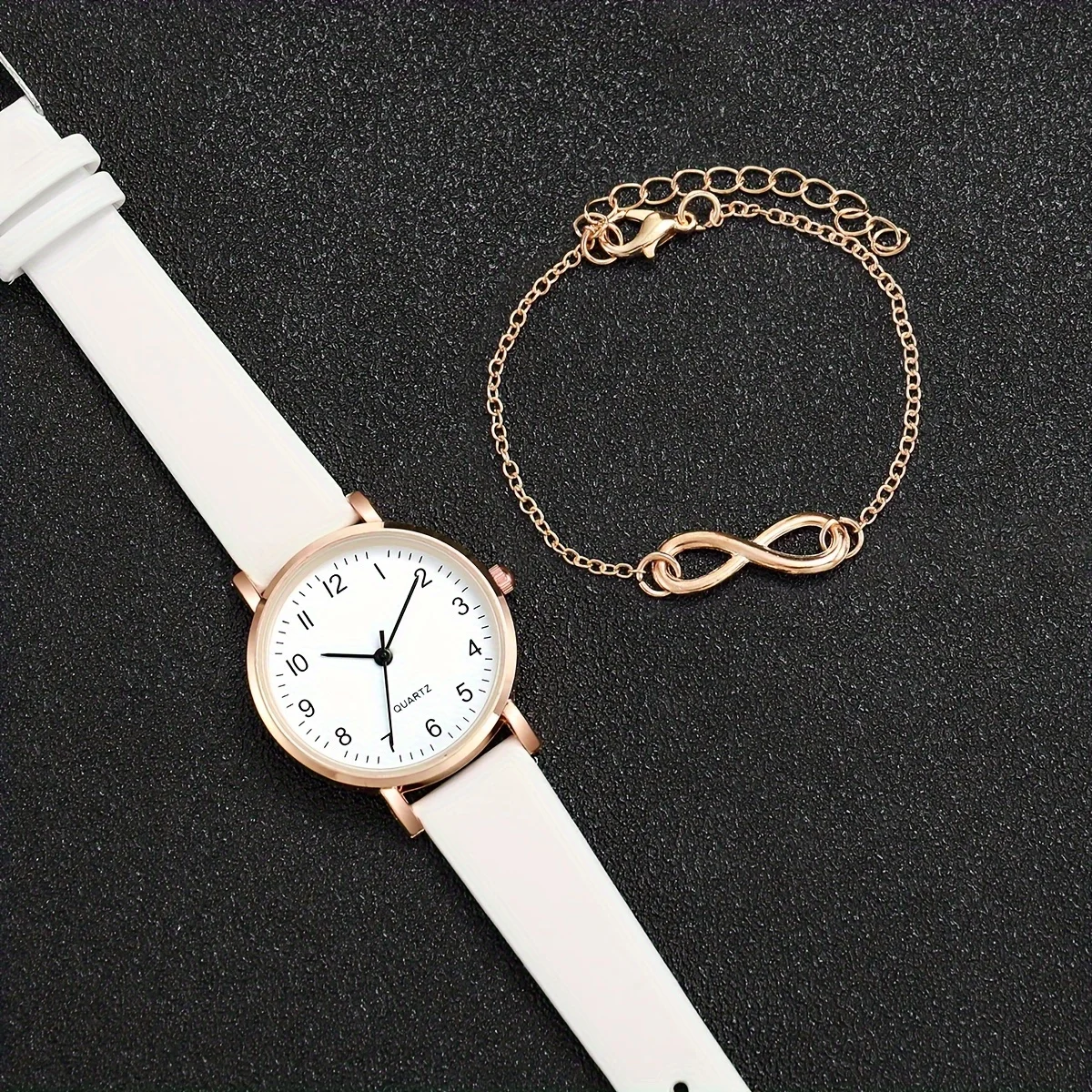 Reloj de cuarzo redondo para mujer, pulsera a juego, reloj analógico informal, conjunto de accesorios de moda, 2 piezas por juego