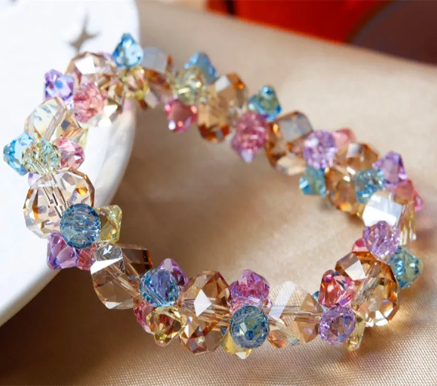 

CHWAWOCI Austrian colorful Crystal Bracelet Valentine's Day Gift Bohemian style glittering luxury dinner wedding accessories