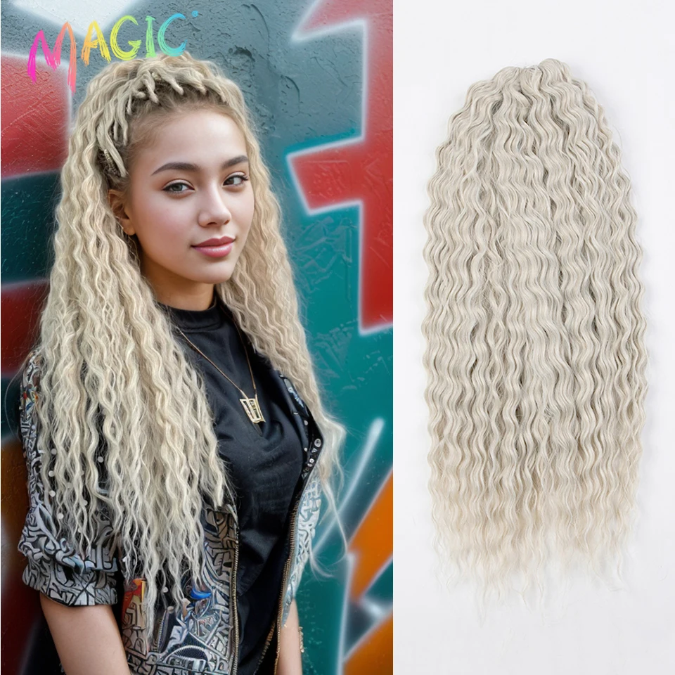 

Magic Crochet Hair Curl Hair Water Wave Twist Synthetic Braid Hair Ombre Blonde Pink 22 Inch Deep Wave Braiding Hair Extension