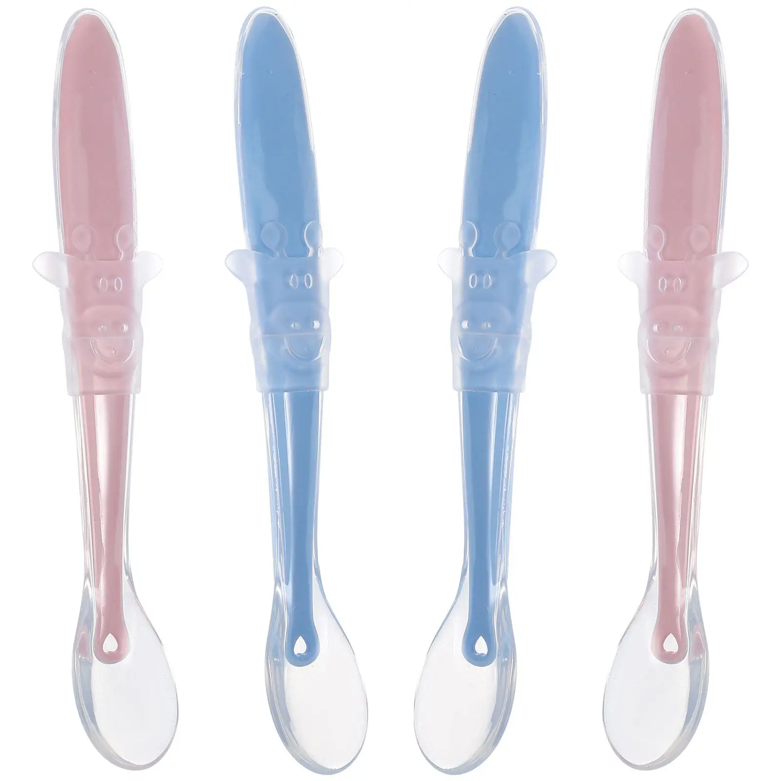 

4Pcs Silicone Baby Feeding Spoons Infant Complementary Food Spoons Soft Flexible Spoon Set for Milk Pureed Food Rice Cereal Baby
