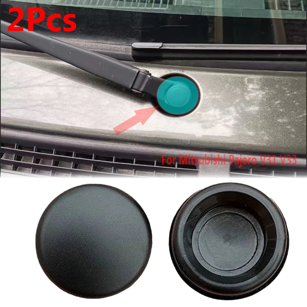 2 uds para Mitsubishi V31 V33 Pajero Cheetah Black King Kong Wonder cubierta del brazo del limpiaparabrisas cubierta de goma del tornillo del limpiaparabrisas delantero