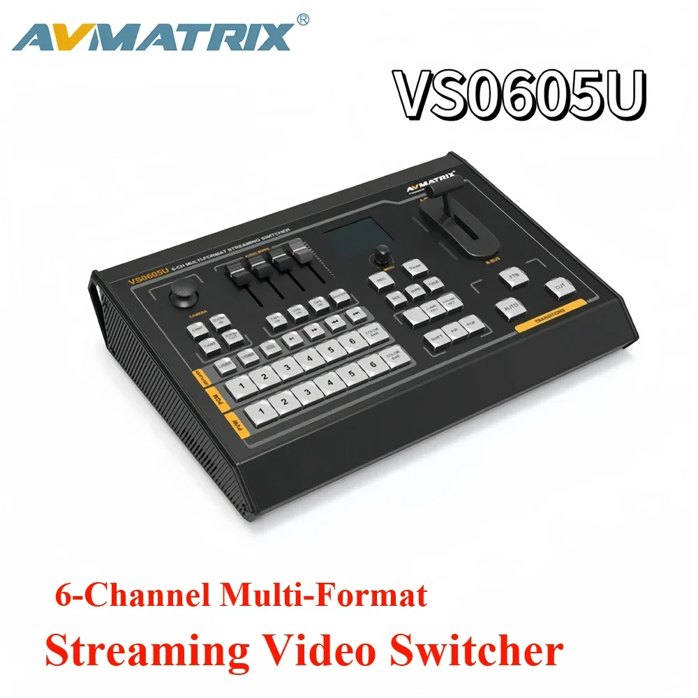 AVMATRIX VS0605U 6 CH Inputs Multi-Format Streaming Switcher for Virtual Studio and PGM Recording With A Built-In SD Card Slot