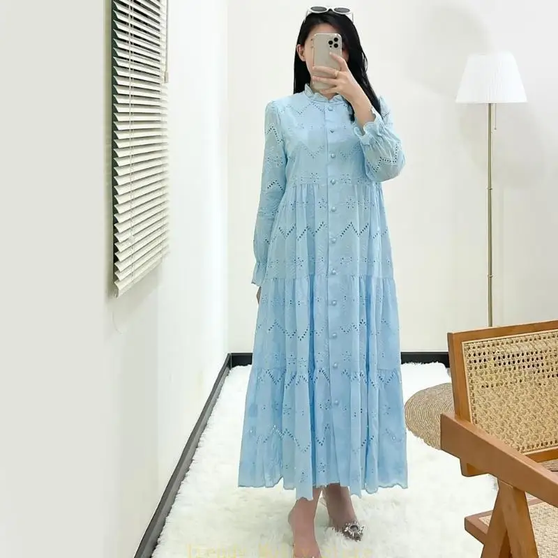 N5kb طويل الأكمام الكشكش فطيرة الإسلامية الإسلامية لباس مطرزة الدانتيل الإسلامي الفستان #2