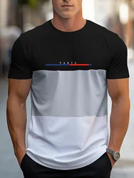 Paris Creative Fashion Pattern Men's Crew Neck Short Sleeve Simple Fashion T-Shirt Casual Comfort Top Summer Men's Clothing