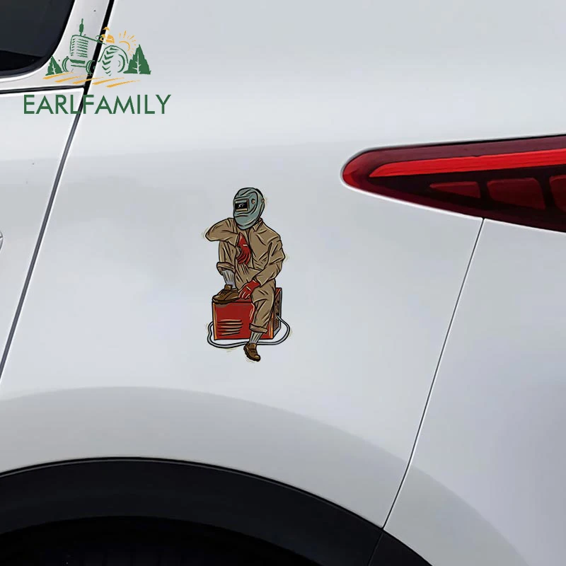 EARLFAMILY 13cm x 6.9cm for Welding Waterproof Car Stickers Caravan Motorcycle Laptop Decal Vinyl Car Accessoires Sunscreen