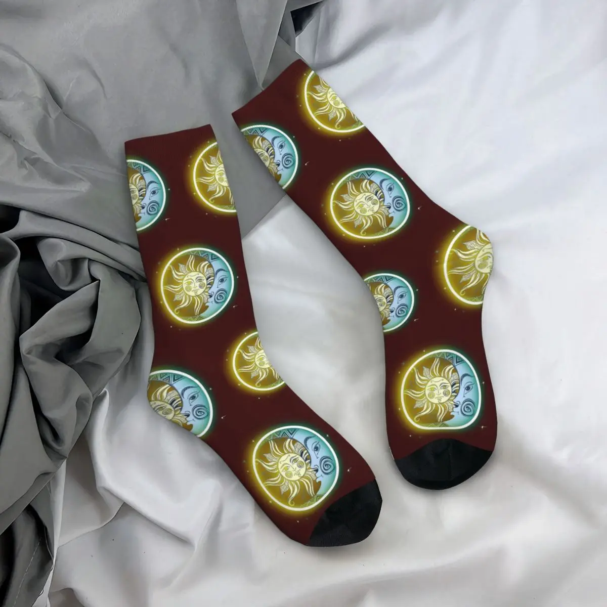 Sun & Moon 2 Unisex Winter Socks Running Happy Socks Street Style Crazy Sock