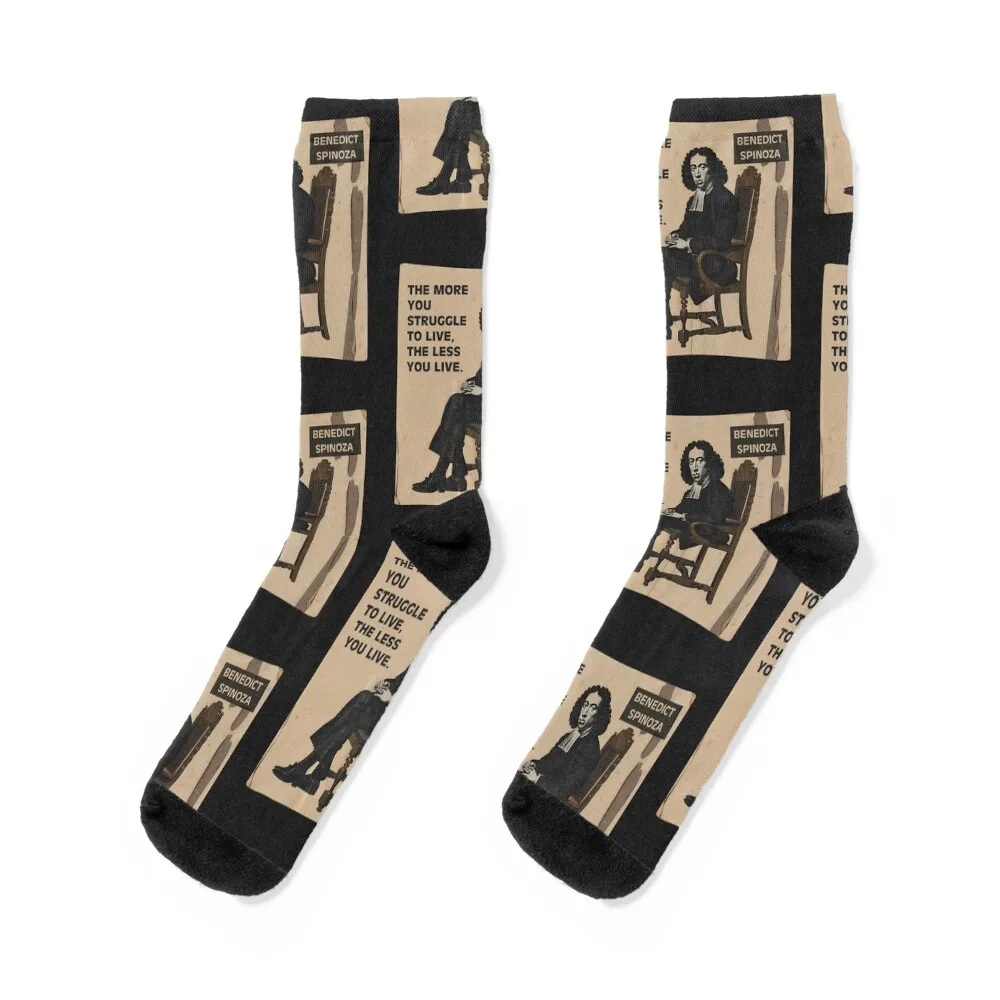 

Vintage Philosopher Benedict Spinoza Life Ethics on Stoic Perspective Stoic Baruch Spinoza Socks cotton Woman Socks Men's