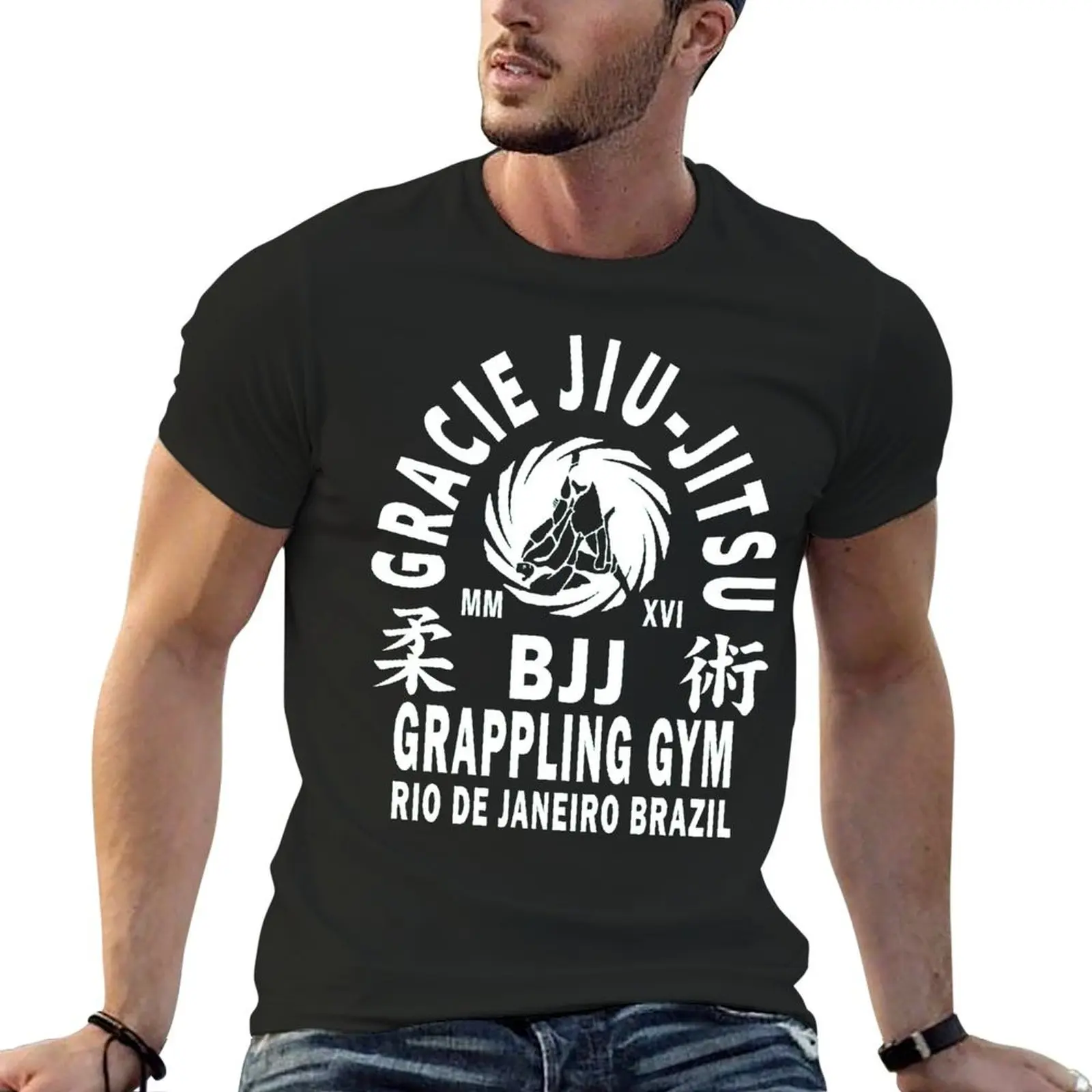 Essential gracie Jiu Jitsu เสื้อยืดคอกลมเสื้อยืดลายกราฟฟิกใส่เที่ยวขนาดสหรัฐอเมริกา