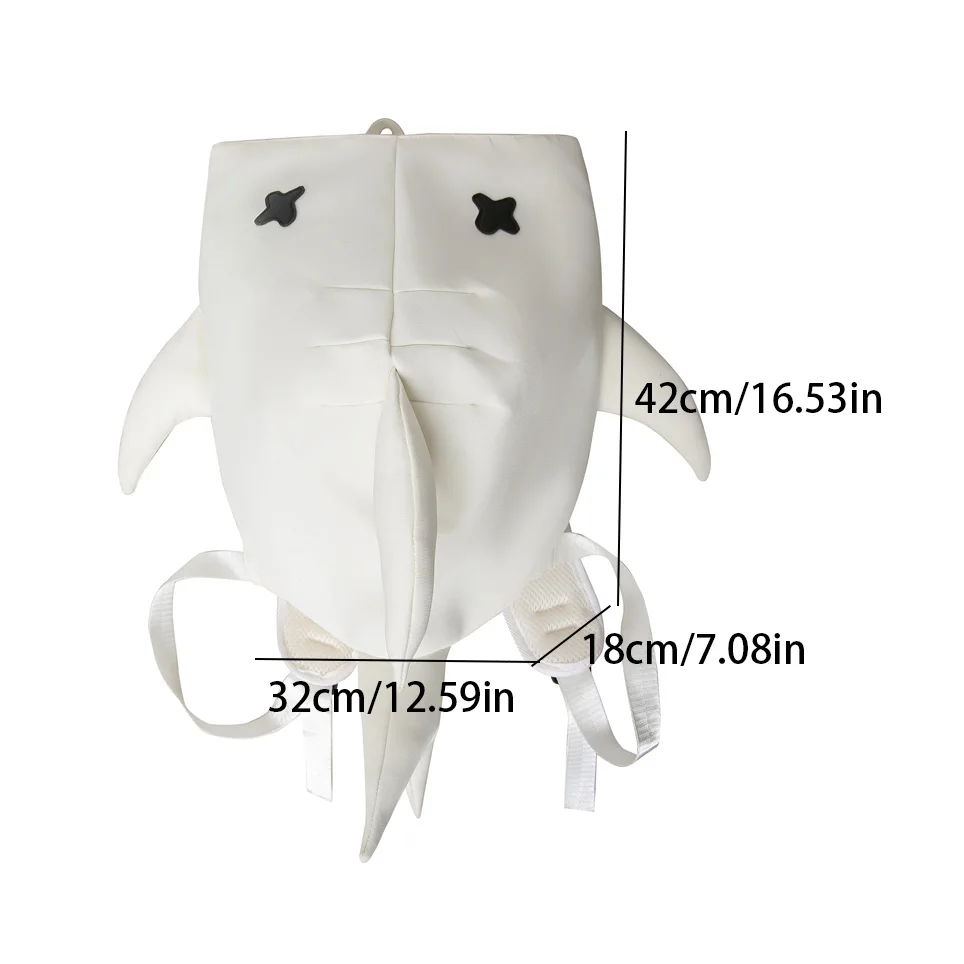 Tas punggung kepribadian Avant-garde pria dan wanita dengan bentuk hiu yang sama ransel kasual kapasitas besar tas desain Niche