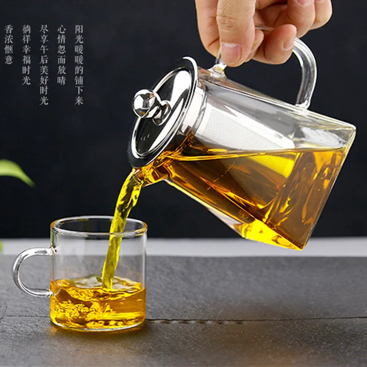 Heat Resistant Glass Teapot with Stainless Steel Tea Infuser Filter Flower Tea Kettle Kung Fu Tea Set Puer Oolong Teapot Hotsale