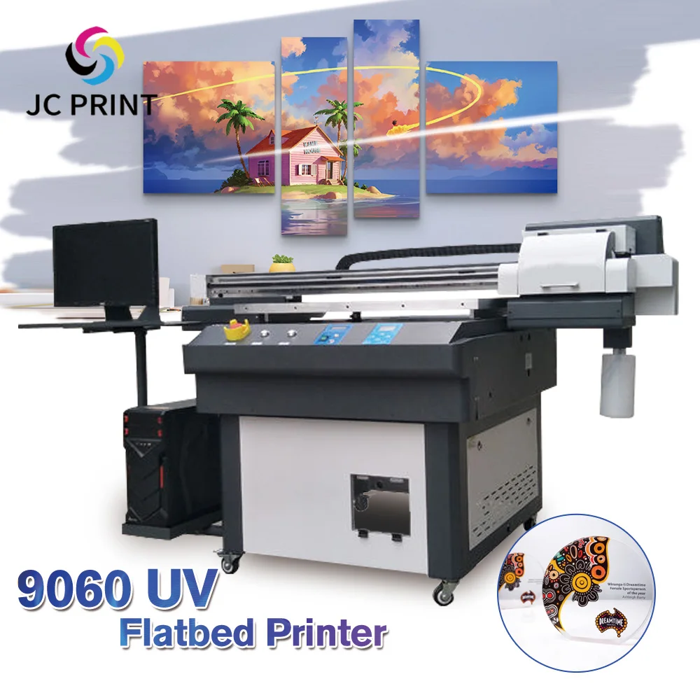 Audley 9060 A1 Size UV Printer Metal Leather Wood Golf Label Mug Bottle Printing Machine Digital Inkjet UV Flatbed Printer