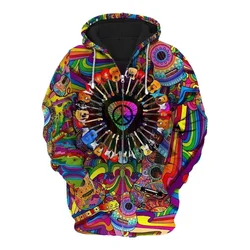 Men 3D Print Hoodies Y2k Colorful Graphic Casual Streetwear Oversize Hippie Pullover Autumn Winter Simplicity Tops Hot-selling