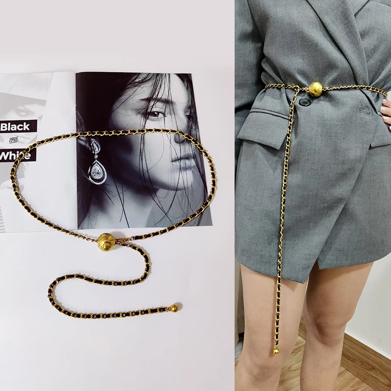 Designer Belts For Women High Quality Luxury Golden Chain Belt Ladies Dress Waistband Adjustable Punk Corset