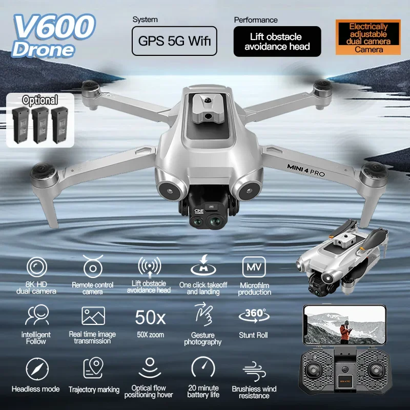 XIAOMI MIJIA Original V600 Drone profesional HD cámaras duales posición de flujo óptico 8K FPV Dron RC Quadcopter juguetes para niños