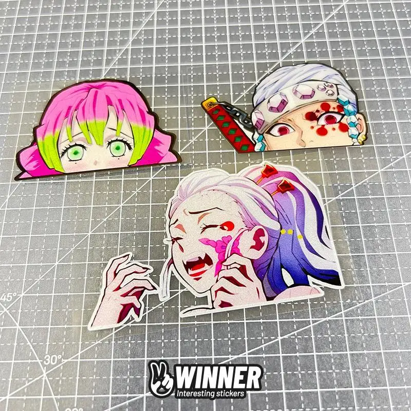 デーモンスレイヤーかわいい車のステッカー PVC バンパーフロントガラス蓋スクレープアクセサリー自動デカールオートバイのラップトップ装飾