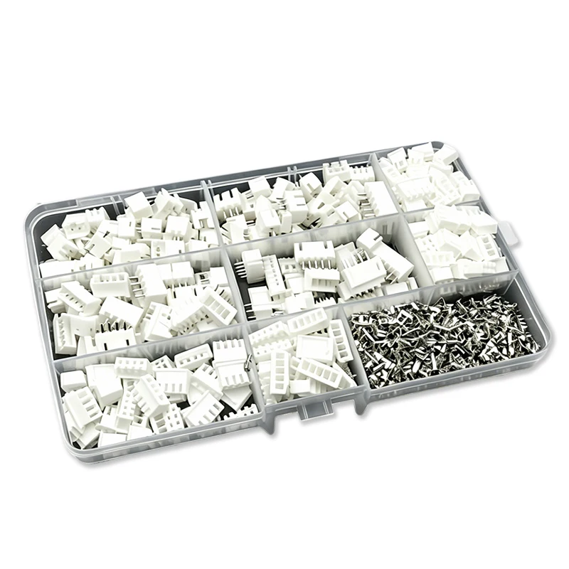 720PCS XH 2.54mm Connector Kit Straight Pin 2P 3P 4P 5P XH2.54 Pitch 2.54mm Terminals Male Female Plug Socket With Box