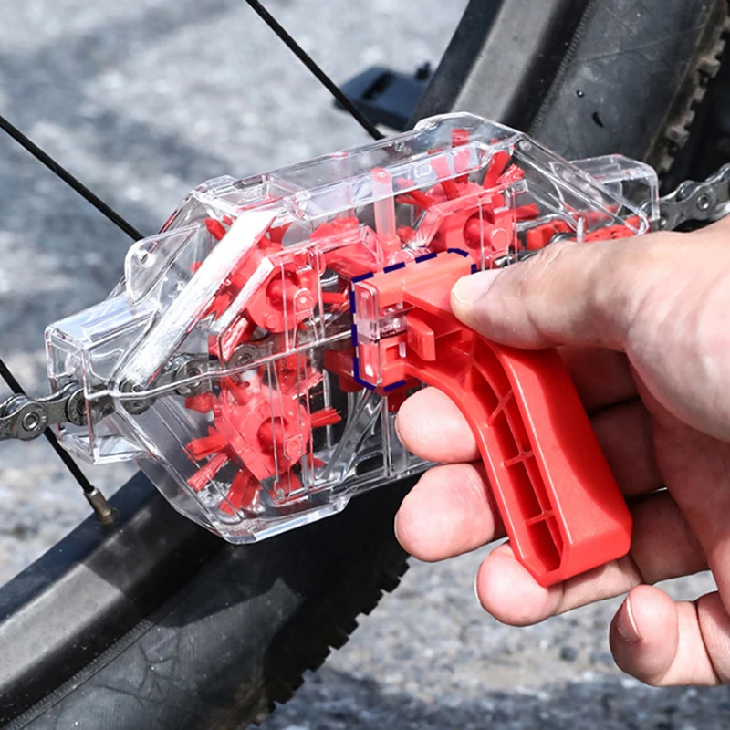 1pc Bicycle Chain Cleaner Mountain Road Bike Transparent Visualization Immersion Chain Cleaner Oil Pollution Cleaning Tool