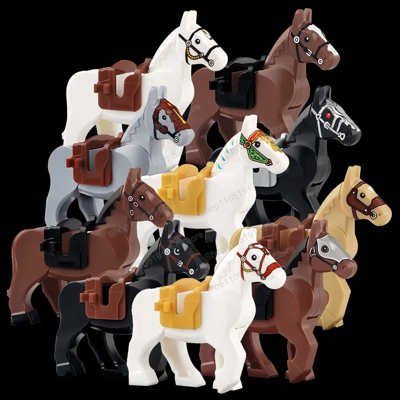 

XP1010-1016 Средневековый боевой конь, мини-рыцарские крепления, строительные блоки, аксессуары, куклы, игрушки для детей, рождественские подарки