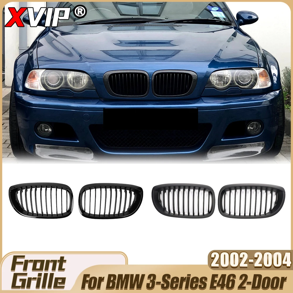 

XVIP Matte Black Single Line Style Front Bumper Grille Glossy Black Racing Grille Upper Grille For BMW 3 Series E46 2002-2004 2D