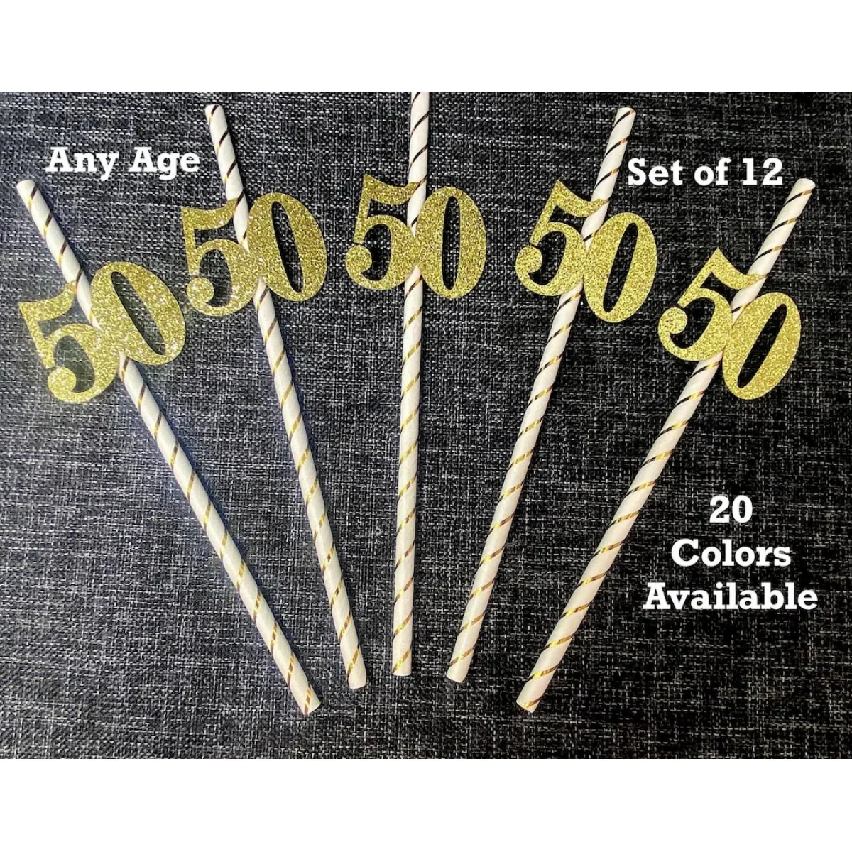 12 PCSAny NUMBER 50th Birthday Party Straws with Number (SET OF 12) Adult Birthday Party Decorations (Number available in 20 Col