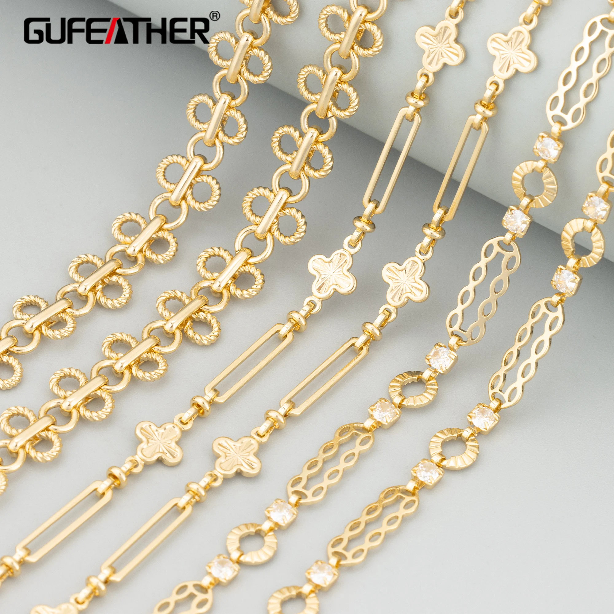 

GUFEATHER, 50 см/лот, C458, цепочка, 18-каратное золото с родиевым покрытием, медь, без никеля, подвески, ручная работа, браслет-колье своими руками, изготовление ювелирных изделий