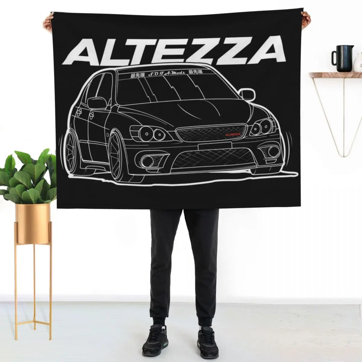 

Altezza RS200 Z-Edition Silhouette - Light Logo Throw Blanket Warm Napping Blanket for Office Couch Bed