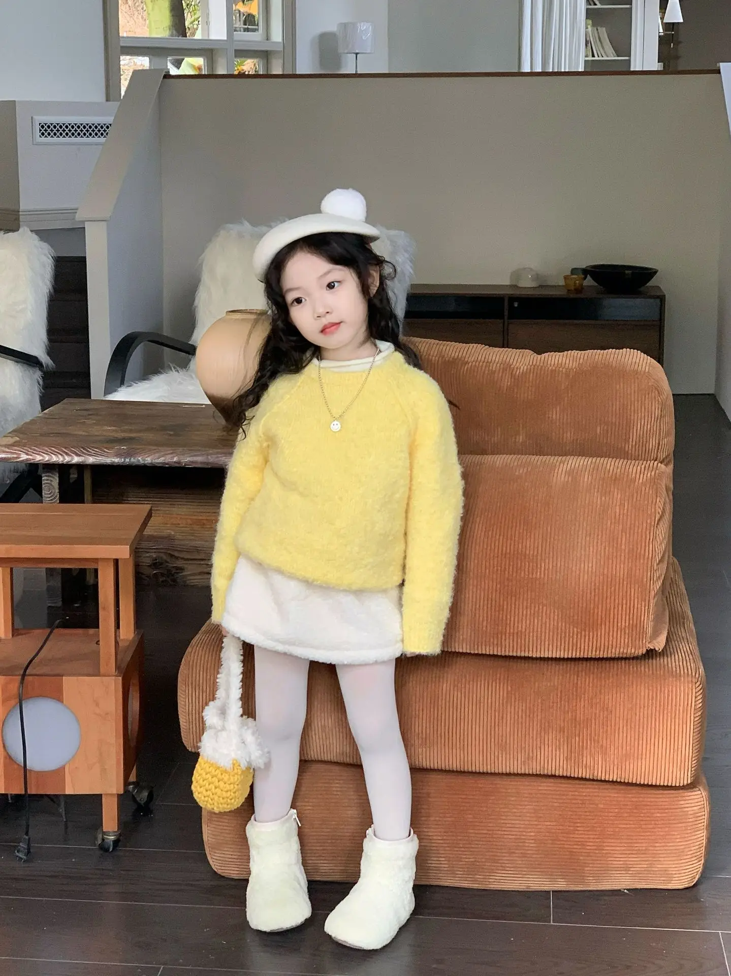 Girls Sweater 2024 Winter New Childrens Wear Korean Style Baby Girl Soft Waxy Loose Lazy Style Pullover Sweater Casual Simple