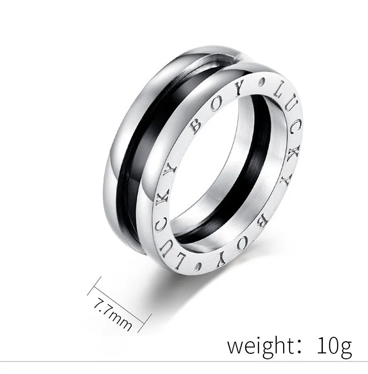 Titanium Steel Lucky Boy Round Finger Rings for Men Charm Jewelry Size 7-11