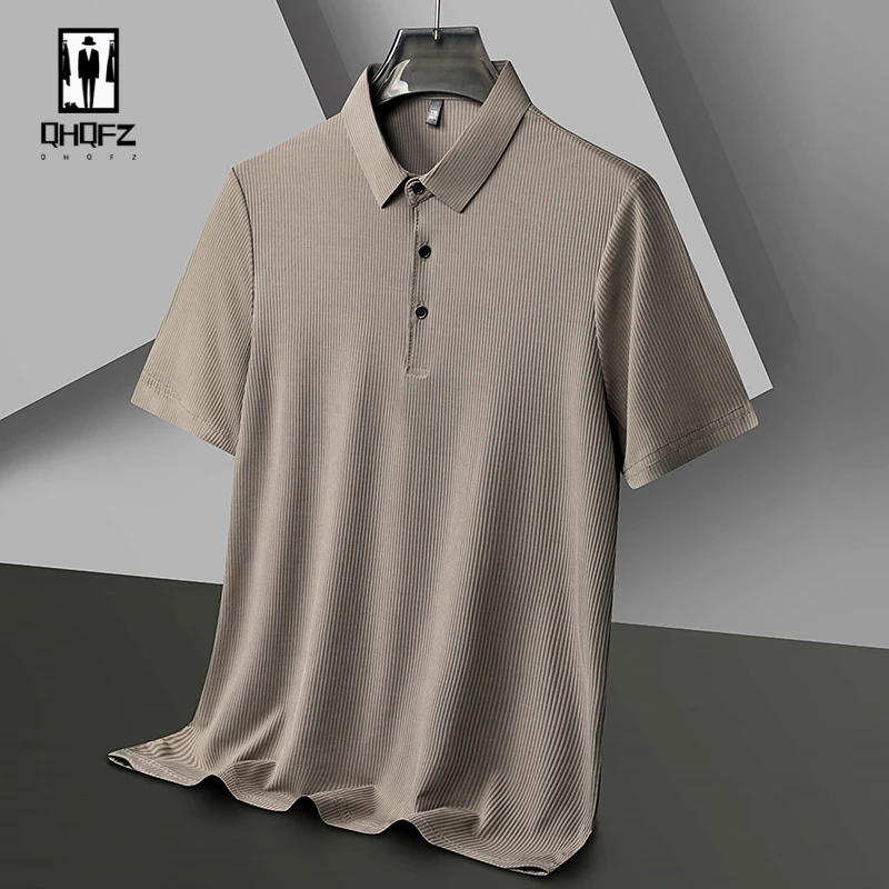 2024 Men\'s New Solid Color Business Casual Short Sleeved POLO Shirt Fashion Comfortable and Breathable Top