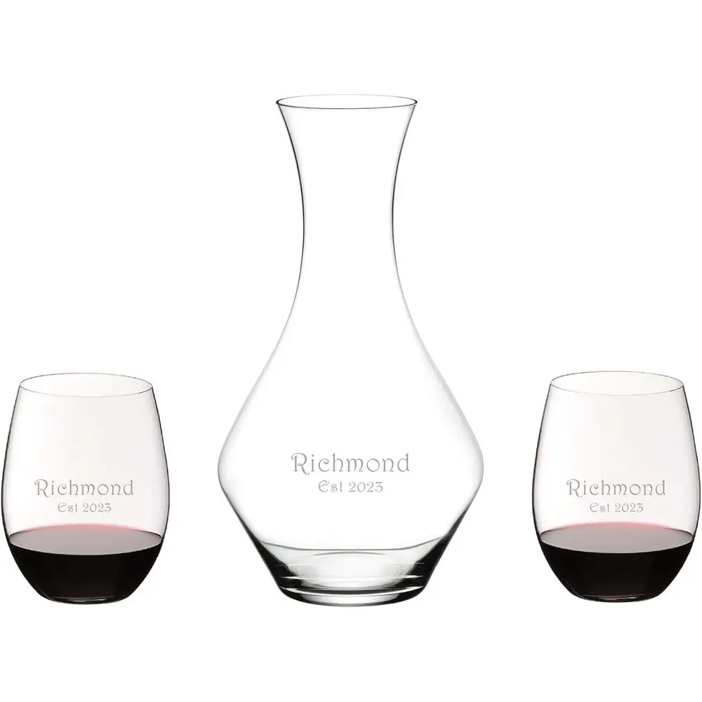 

Personalized 37oz Cabernet Decanter Set, Includes Custom Engraved Crystal Wine Decanter with Two O Cabernet/Merlot Wine Tumblers