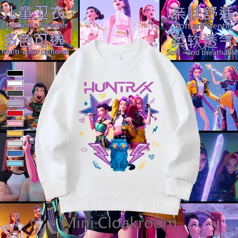 K-pop Demon Hunters Cartoon Print 3-12 Year Old New Style Kids Round-neck Sport Shirt Cute Girl Casual Top Children's Clothing