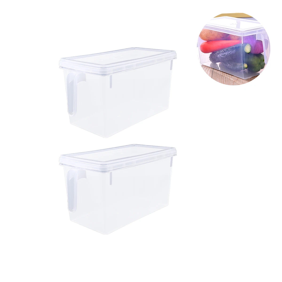 

2pcs 4.7L Plastic For Freezer Fridge Organizer Transparent Food Container Vegetable Fruit Cereal Box Kitchen Bin Reusable Pantry