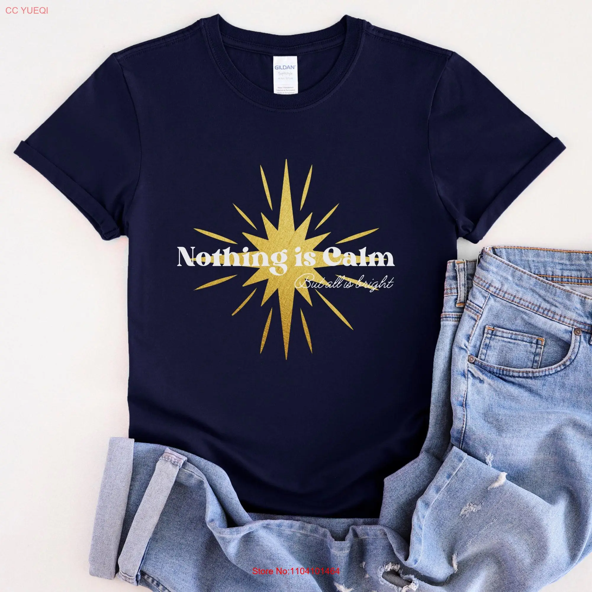 Nothing Is Calm But All Bright Christmas Silent Night Holiday Star Motherhood Parenthood Softstyle T Shirt