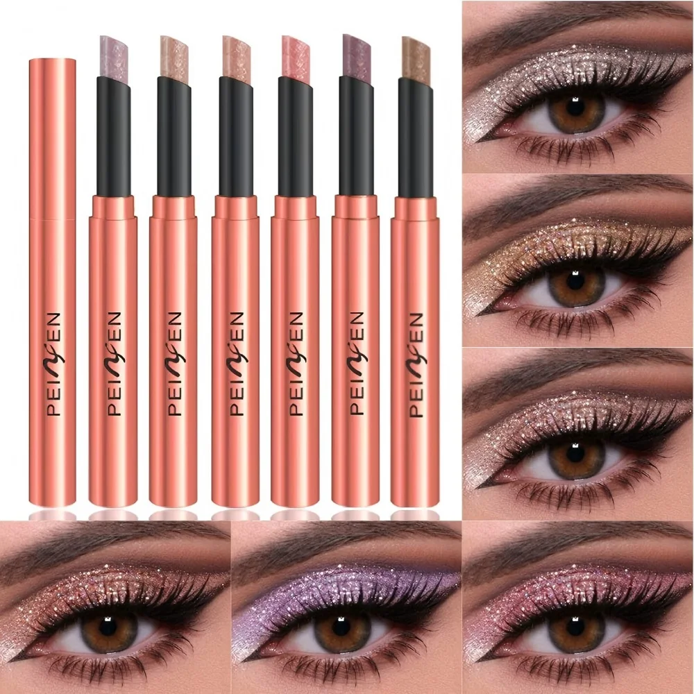 6-kolorowy metaliczny cień do powiek w sztyfcie, wodoodporny, perłowy, brokatowy cień do powiek, fluorescencyjny pisak do makijażu