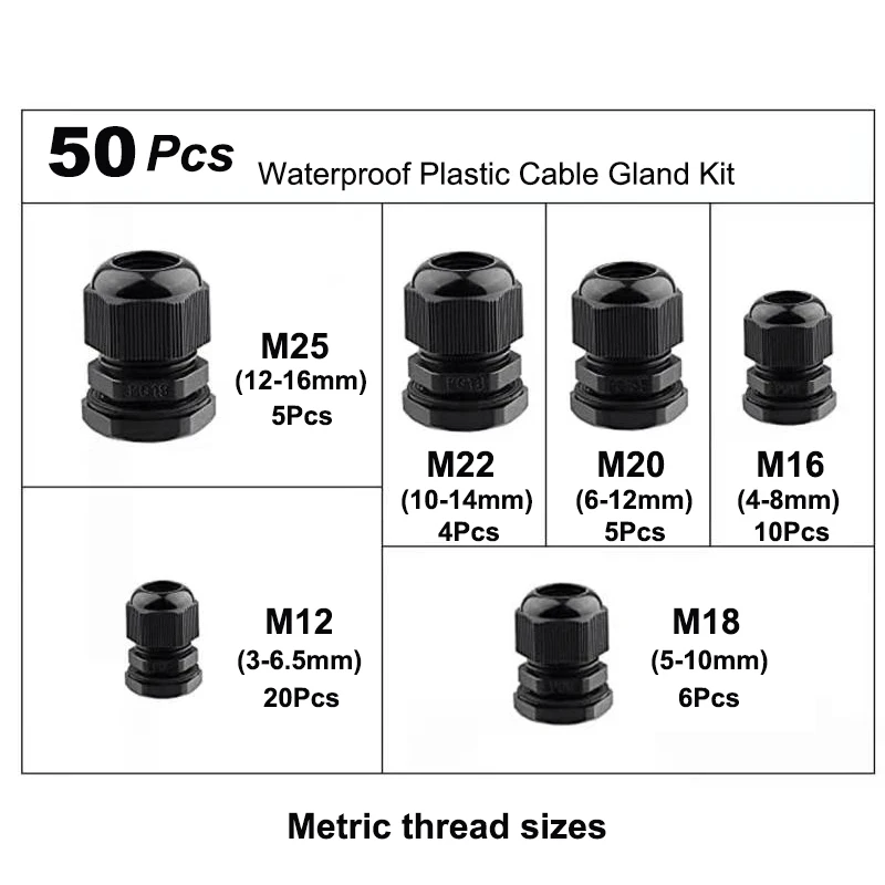 

Cable Gland Plastic PG7 PG9 Waterproof Adjustable Joints Nylon Waterpeoof Adjustable Range Wire Electrical With Gaskets Connecto