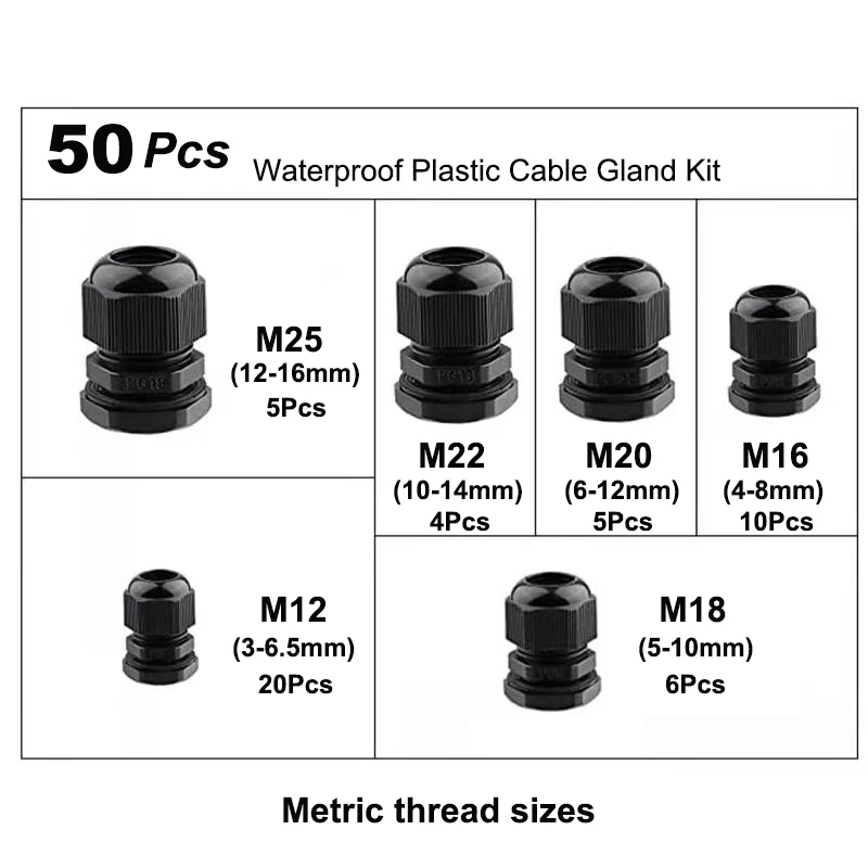 

Nylon Cable Gland Kit Waterproof Ip68 Cable Gland Joints Adjustable Locknut Pg7 Pg9 Pg11 Pg13.5 Pg16 Cable Joint