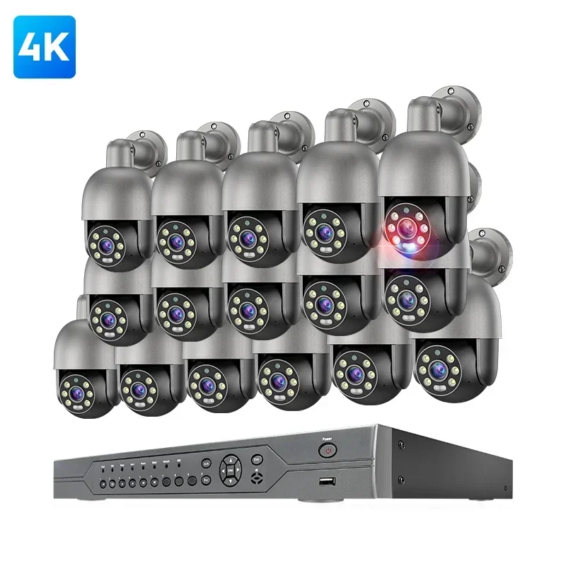 16 Channel Cctv Poe Security Camera System 4K Full Color Night Vision Dome Ip Poe Security Camera System