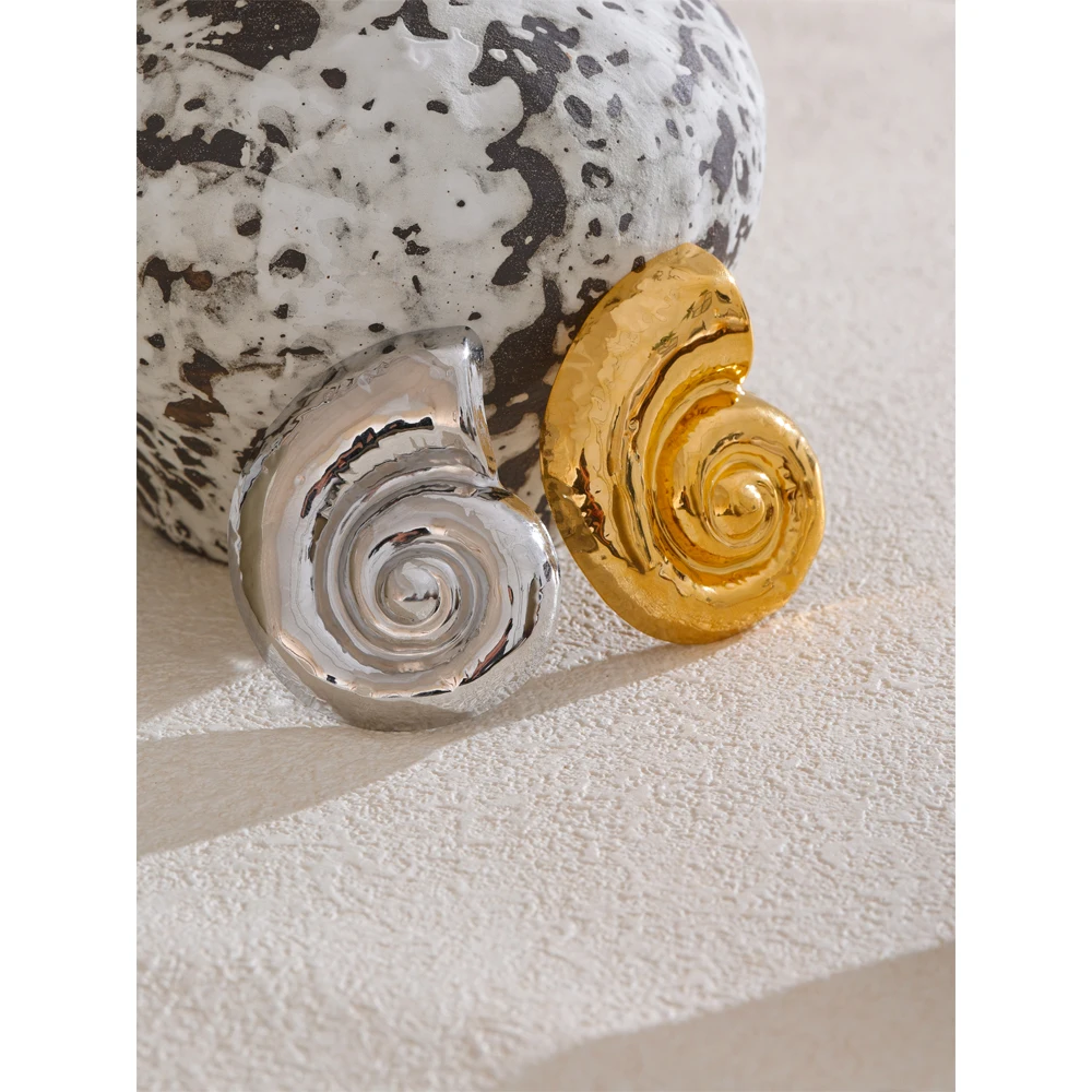 Yhpup Ocean Style Stainless Steel Metal Conch Brooch Pin Unisex Jewelry Wholesale Trending Accessories Bijoux Waterproof
