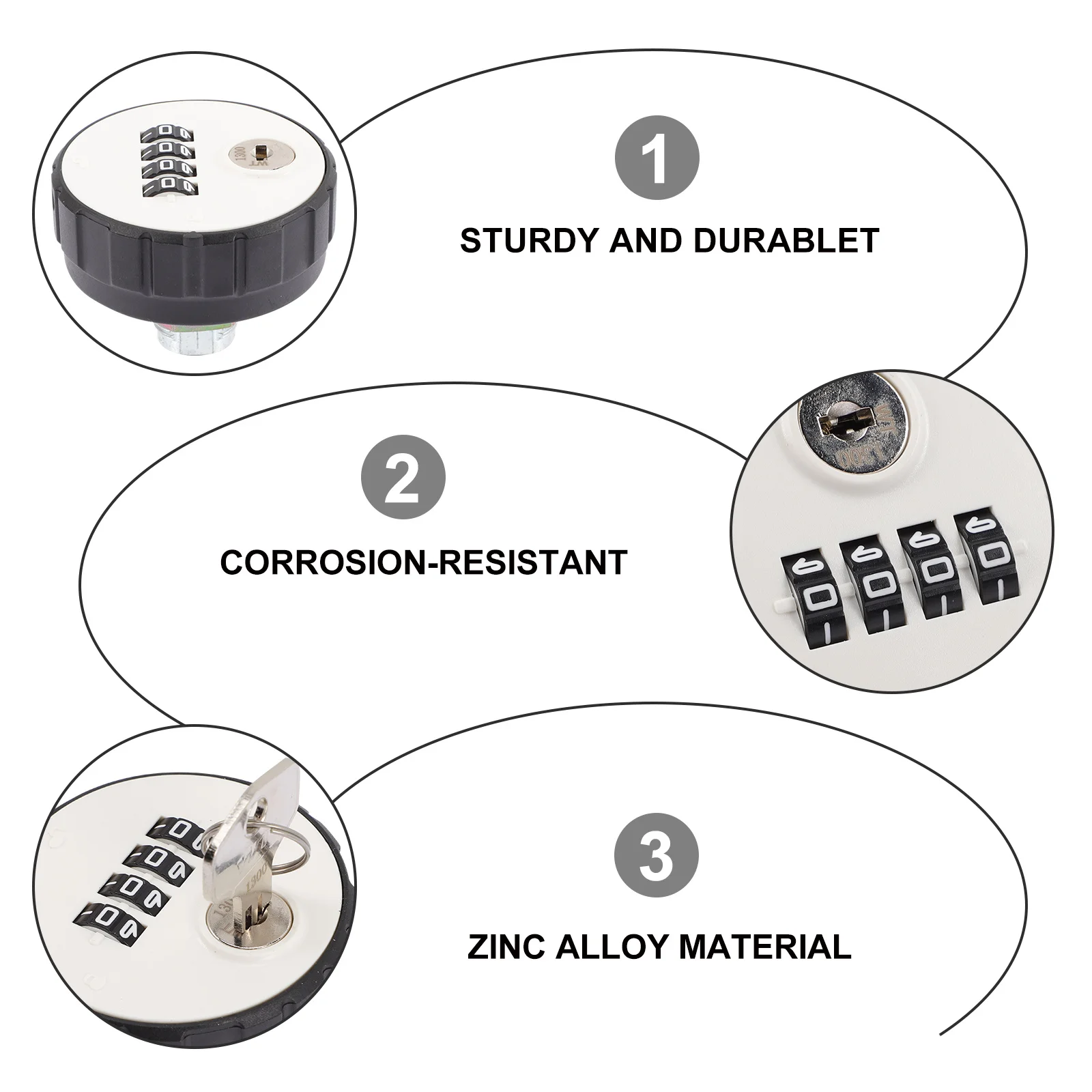 Locker Lock 4 Digit Password Combination Zinc Alloy Mechanical Lock for Cabinet Drawer Gym Locker Security Keypad Door Knob