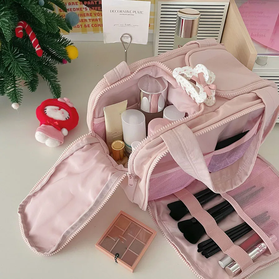 Neue Damen-Kosmetiktasche, tragbare Aufbewahrungstasche, große Kapazität, luxuriöse Make-up-Tasche, Reiseveranstalter, Essentials-Kulturbeutel – Detail 5