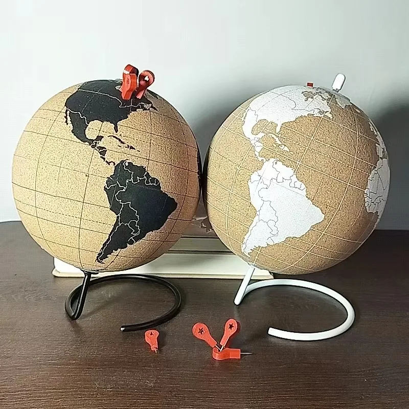 Cork Globe Holder Creative Office Desktop Decor DIY Globe Ornament Unique Message Board Softwood Earth Travel Commemoration Gift