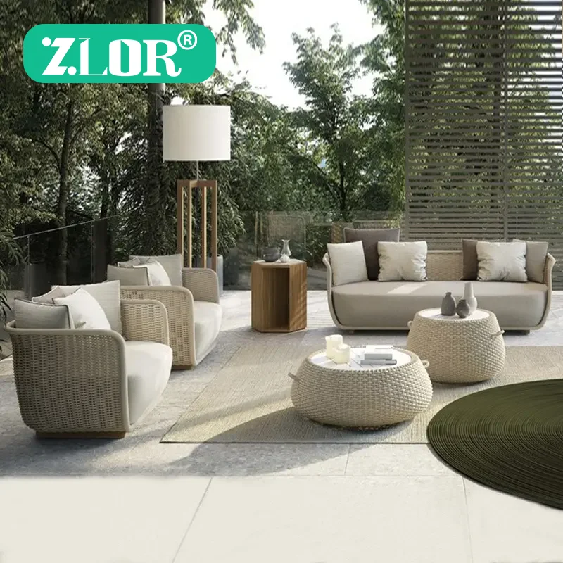 

Modern Garden Outdoor Rattan and Aluminum Sofa Set Waterproof Living Room & Park Use