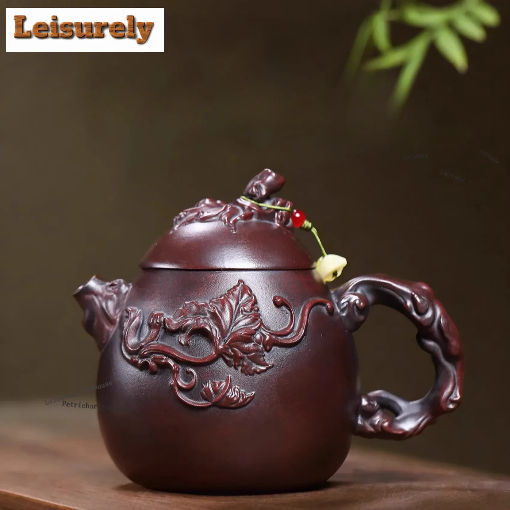 

370ml High-end Yixing Purple Clay Teapots Handmade Dragon Egg Pot Raw Ore Antique Bronze Mud Kettle Zisha Tea Set Collection