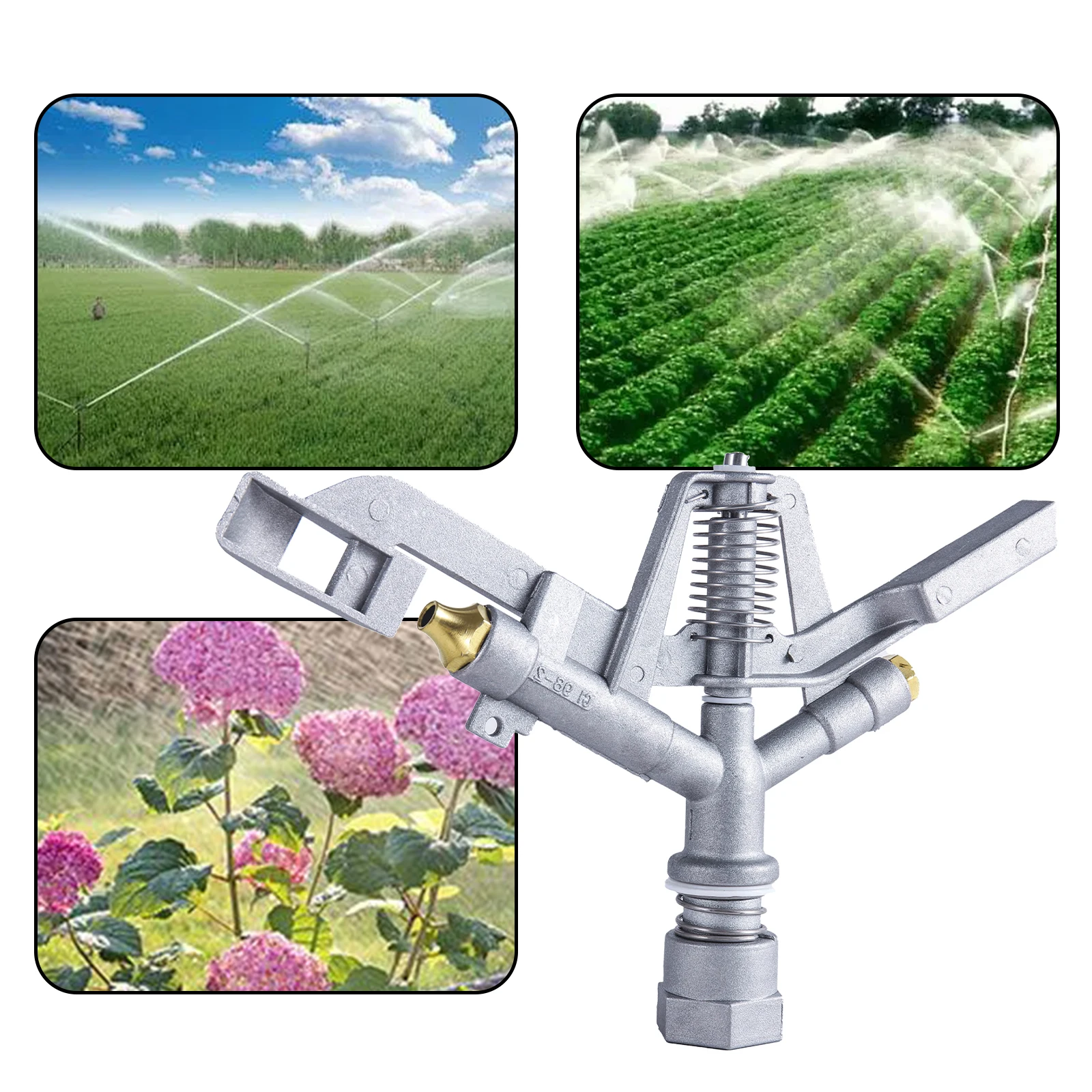 

1" Irrigation Dual Outlet Spray Gun Spray Head Large Area Irrigation Spray Gun Lawn Farm Irrigation Spray Head Lawn Sprinkler