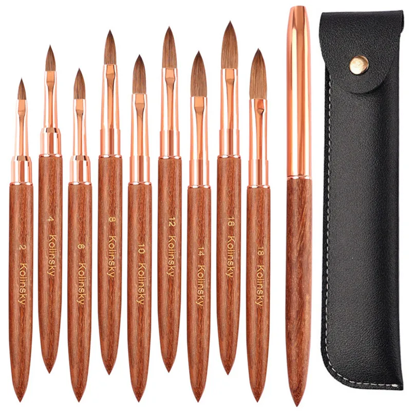 1 pz 99.99% Kolinsky metallo nail art scultura pennello da intaglio polvere liquida fiore disegno disegno pittura penna