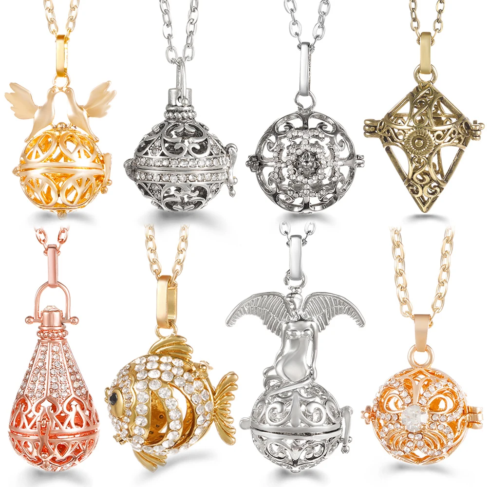 Mexiko Chime Musik Ball Friedenstaube Halskette Zirkon Parfüm Diffusor Medaillons Schwangerschaft Frau Anrufer Aromatherapie Anhänger Schmuck