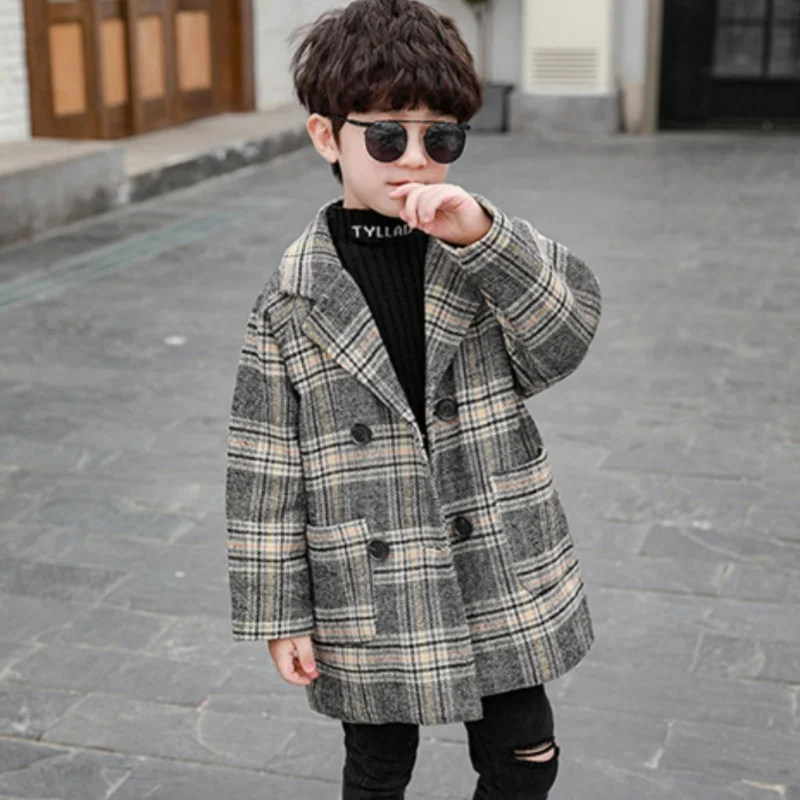 

Boys Woolen Coats Jackets Plus Thicken 2024 Cool Warm Velvet Winter Autumn Cotton Tracksuit Sport Children's Clothing